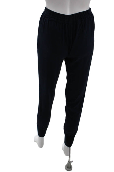 Vince Womens Silk Ruched Elastic Hook & Eye Jogger Dress Pants Blue Size XS