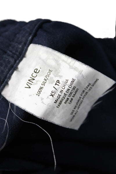 Vince Womens Silk Ruched Elastic Hook & Eye Jogger Dress Pants Blue Size XS
