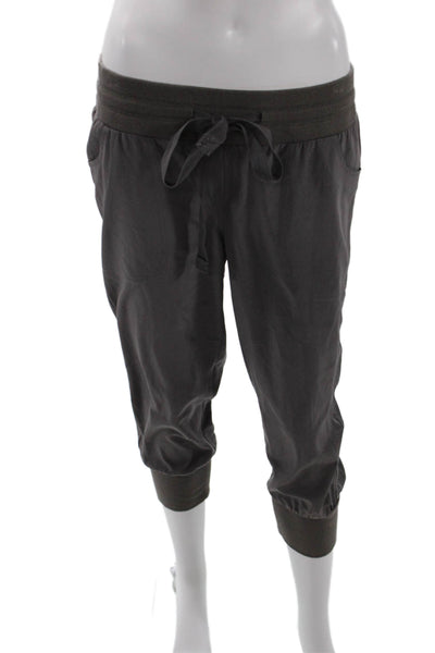 Elizabeth and James Womens Drawstring Elastic Cropped Jogger Pants Gray Size 2