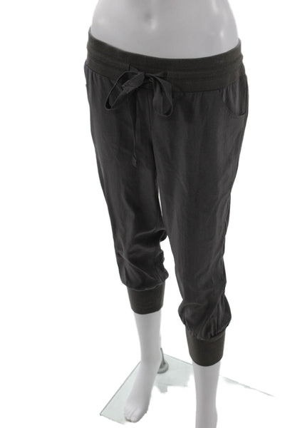 Elizabeth and James Womens Drawstring Elastic Cropped Jogger Pants Gray Size 2