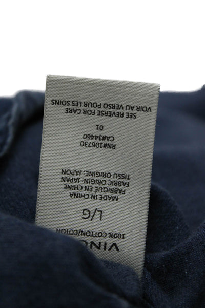 Vince Womens Cotton Collared Double Pocketed Button Down Shirt Blue Size L