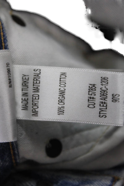 Agolde Womens Button Fly High Rise Distressed Cuffed Jeans Blue Size 25