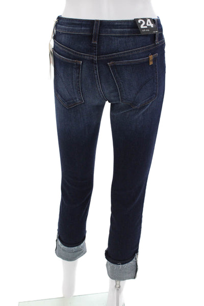 Joes Womens Cotton Cuffed Straight Dark Wash Denim Jeans Blue Size 24