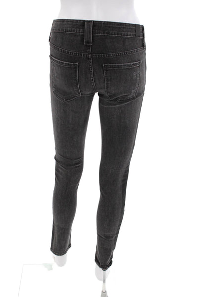 Vince Womens Cotton Dylan Zippered Low-Rise Skinny Jeans Black Size 25