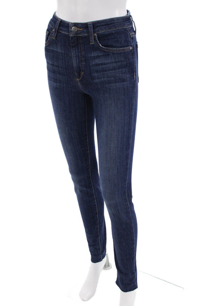 Joes Womens Cotton Dark Wash Zippered Mid-Rise Straight Jeans Blue Size 25