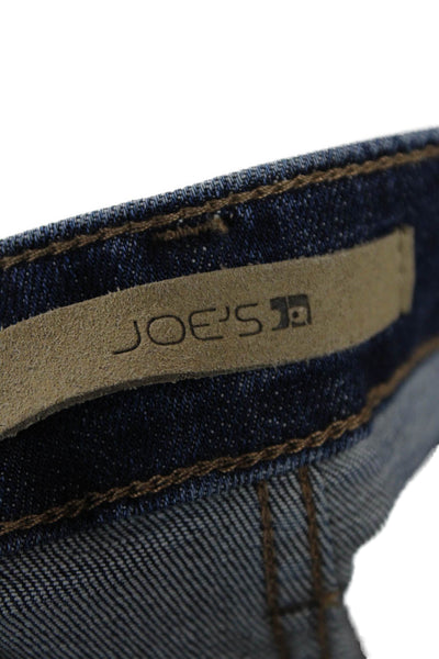 Joes Womens Cotton Dark Wash Zippered Mid-Rise Straight Jeans Blue Size 25