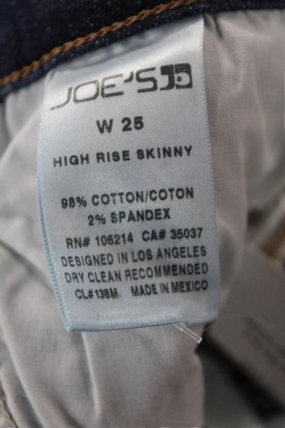Joes Womens Cotton Dark Wash Zippered Mid-Rise Straight Jeans Blue Size 25