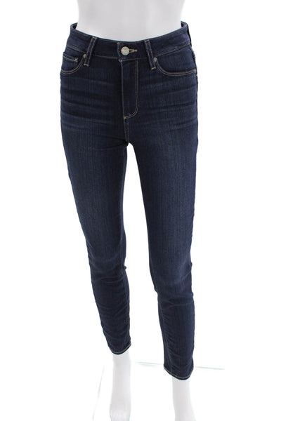 Paige Womens Cotton Dark Wash Mid-Rise Tapered Denim Jeans Blue Size 26