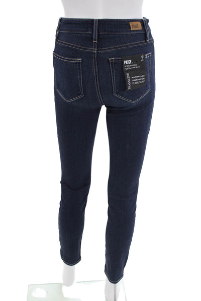 Paige Womens Cotton Dark Wash Mid-Rise Tapered Denim Jeans Blue Size 26