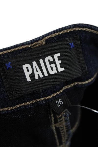 Paige Womens Cotton Dark Wash Mid-Rise Tapered Denim Jeans Blue Size 26