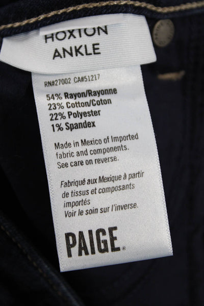 Paige Womens Cotton Dark Wash Mid-Rise Tapered Denim Jeans Blue Size 26