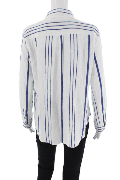 Xirena Womens Cotton Long Sleeve Striped Button Up Blouse White Size XS