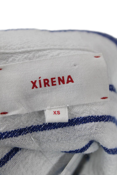 Xirena Womens Cotton Long Sleeve Striped Button Up Blouse White Size XS