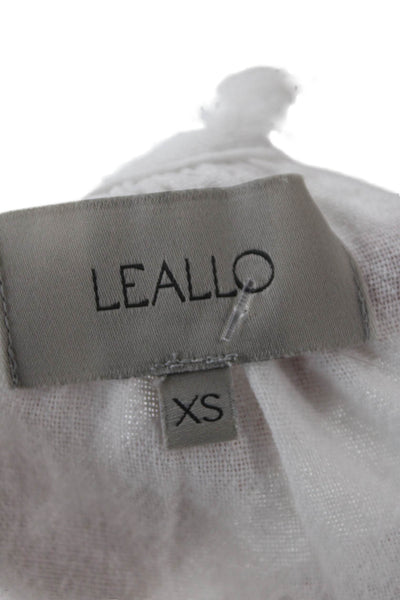 Leallo Womens Cotton Long Sleeve Button Up V-neck Lined Top White Size XS
