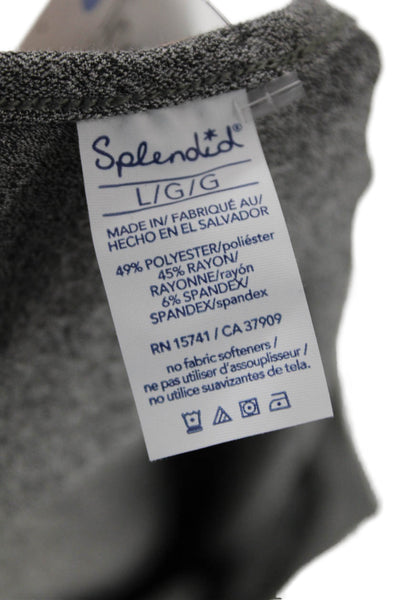 Splendid Womens Round Neck Sleeveless Waist Tied Detail Top Gray Size L