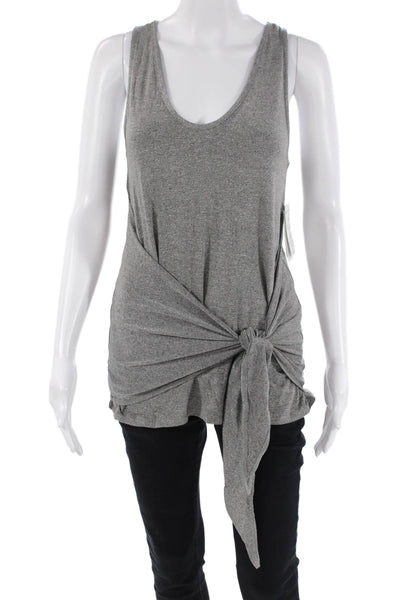Splendid Womens Round Neck Sleeveless Waist Tied Detail Top Gray Size XS