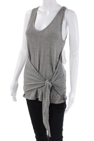 Splendid Womens Round Neck Sleeveless Waist Tied Detail Top Gray Size XS