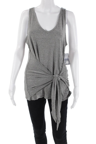Splendid Womens Round Neck Sleeveless Waist Tied Detail Top Gray Size M