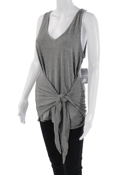Splendid Womens Round Neck Sleeveless Waist Tied Detail Top Gray Size M