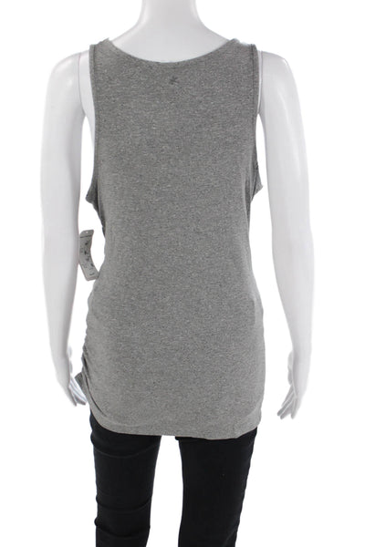 Splendid Womens Round Neck Sleeveless Waist Tied Detail Top Gray Size M