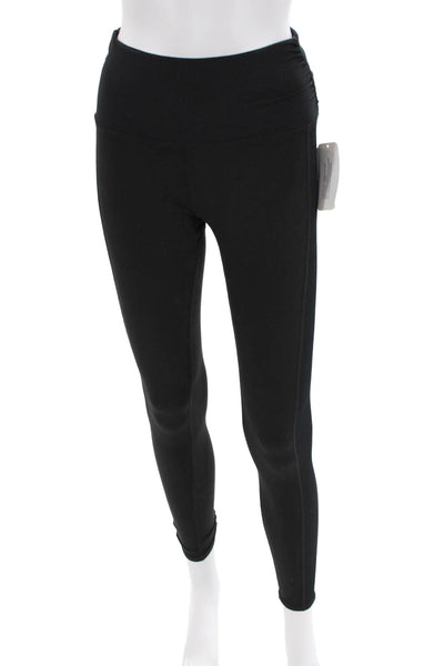 Splendid Womens High Waisted Ribbed Panel Detail Athletic Leggings Black Size XS