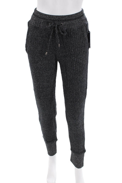 Splendid Womens Ribbed Drawstring Waist Pocketed Sweatpants Dark Gray Size XS