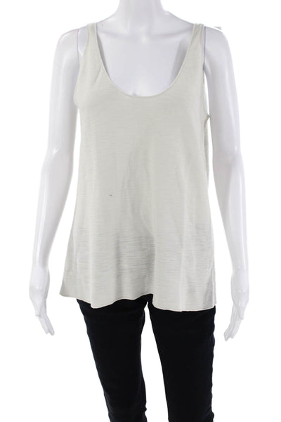 Margaret OLeary Womens Scoop Neck Knit Boxy Tank Top Gray Cotton Size Large