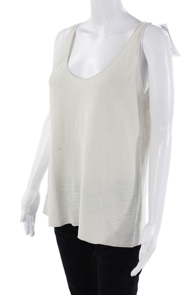 Margaret OLeary Womens Scoop Neck Knit Boxy Tank Top Gray Cotton Size Large