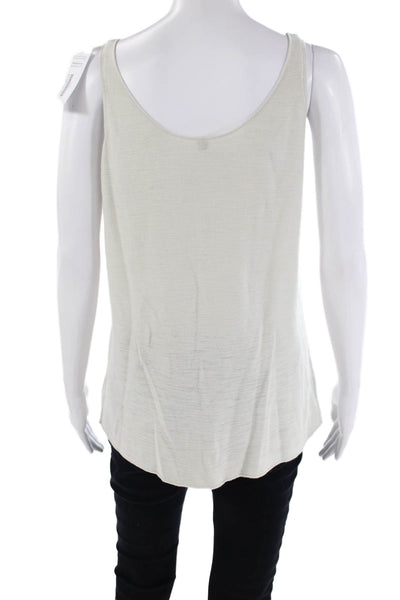 Margaret OLeary Womens Scoop Neck Knit Boxy Tank Top Gray Cotton Size Large