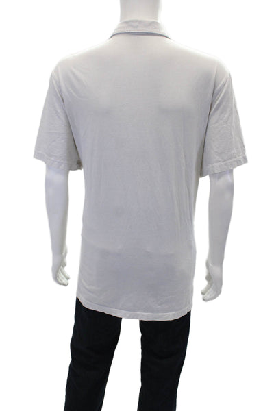 James Perse Mens Short Sleeves Crew Neck Polo Shirt White Cotton Size 5