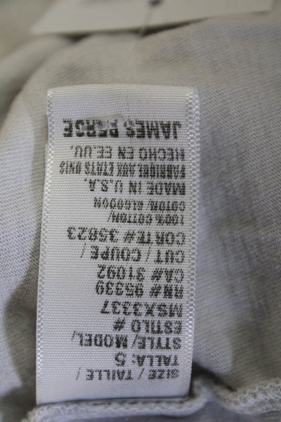 James Perse Mens Short Sleeves Crew Neck Polo Shirt White Cotton Size 5