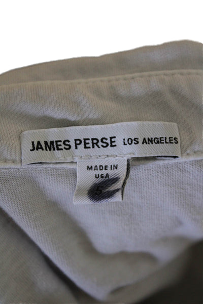 James Perse Mens Short Sleeves Crew Neck Polo Shirt White Cotton Size 5