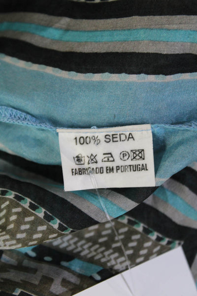 Pop Saint Barth Womens Silk Geometric Print Mini Skirt Blue Black Size One Size