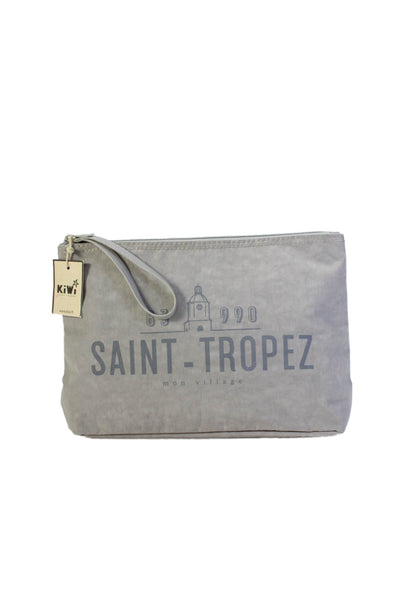 Kiwi Saint-Tropez Womens Zipper Closure Wristlet Pochette Clutch Handbag Gray