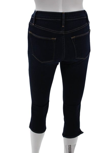 Frame Womens Cotton Cabana Dark Washed Buttoned Capri Jeans Blue Size EUR 24