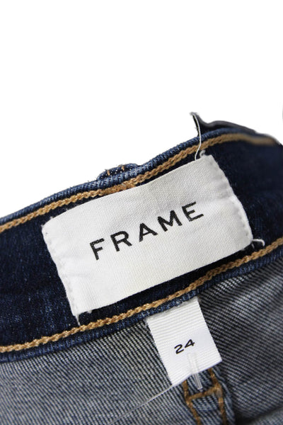 Frame Womens Cotton Cabana Dark Washed Buttoned Capri Jeans Blue Size EUR 24