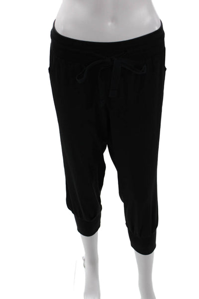 Elizabeth and James Womens Elastic Drawstring Cropped Jogger Capris Black Size 4