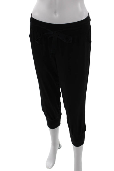 Elizabeth and James Womens Elastic Drawstring Cropped Jogger Capris Black Size 4