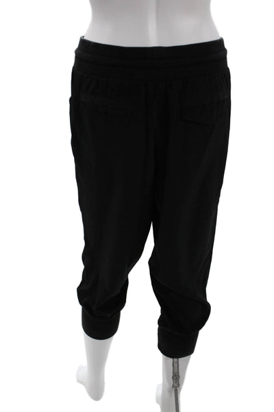 Elizabeth and James Womens Elastic Drawstring Cropped Jogger Capris Black Size 4