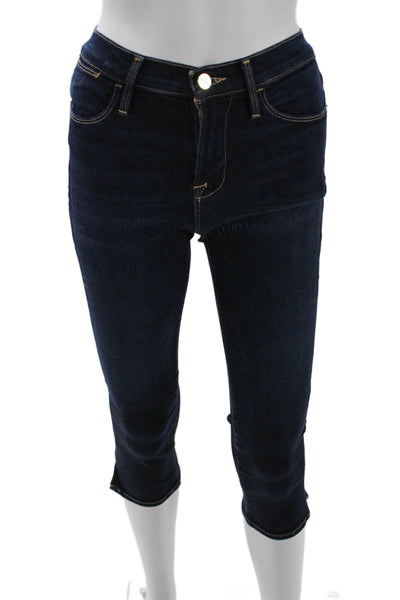 Frame Womens Cotton Cabana Dark Washed Buttoned Denim Capris Blue Size EUR 25
