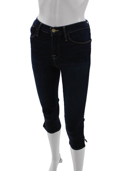 Frame Womens Cotton Cabana Dark Washed Buttoned Denim Capris Blue Size EUR 25
