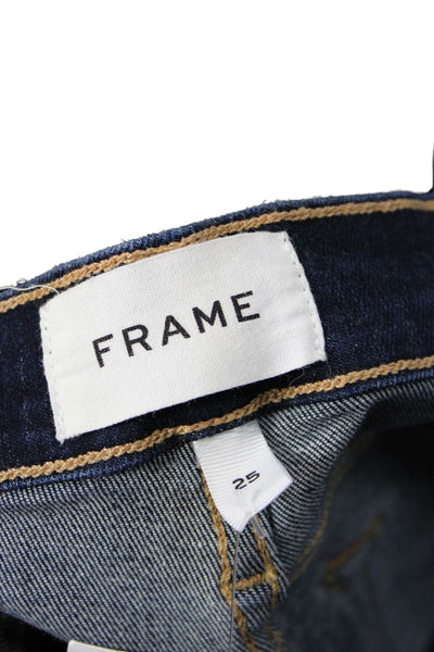 Frame Womens Cotton Cabana Dark Washed Buttoned Denim Capris Blue Size EUR 25