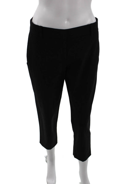 Theory Womens Wool Hook & Eye Zipped Cropped Tapered Dress Pants Black Size 4