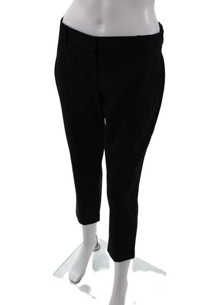Theory Womens Wool Hook & Eye Zipped Cropped Tapered Dress Pants Black Size 4