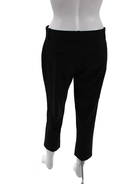Theory Womens Wool Hook & Eye Zipped Cropped Tapered Dress Pants Black Size 4