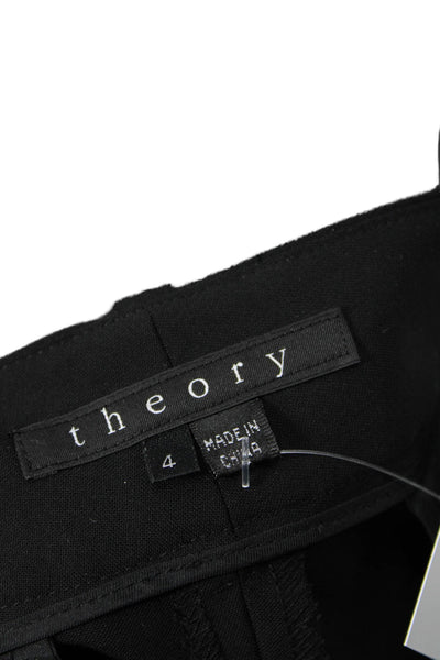 Theory Womens Wool Hook & Eye Zipped Cropped Tapered Dress Pants Black Size 4