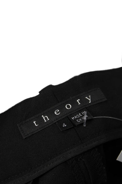 Theory Womens Wool Hook & Eye Zipped Tapered Leg Dress Pants Black Size 4