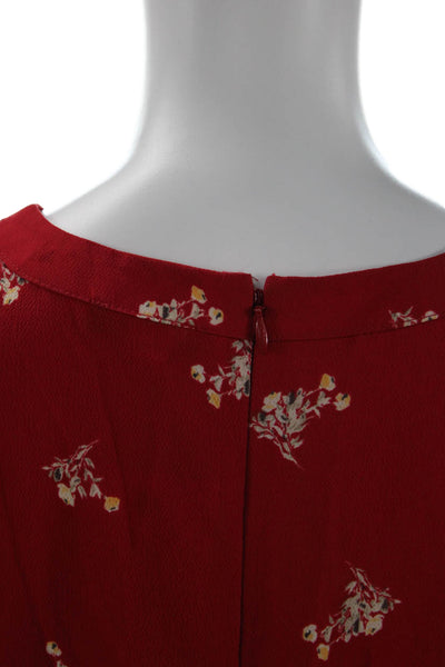 Vince Camuto Signature Womens V Neck Floral Short Sleeve Jumpsuit Red Size 2