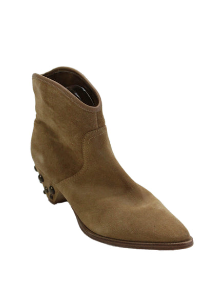 Marc Fisher LTD. Womens Studded Leather Pointed Toe Annkle Boots Beige Size 8.5M