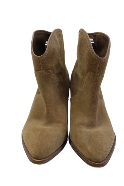 Marc Fisher LTD. Womens Studded Leather Pointed Toe Annkle Boots Beige Size 8.5M